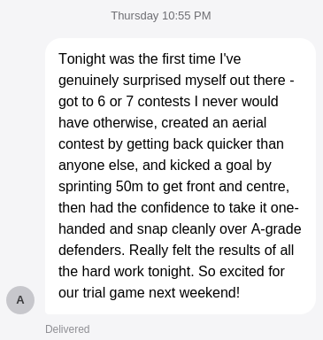 Screenshot of a text message 